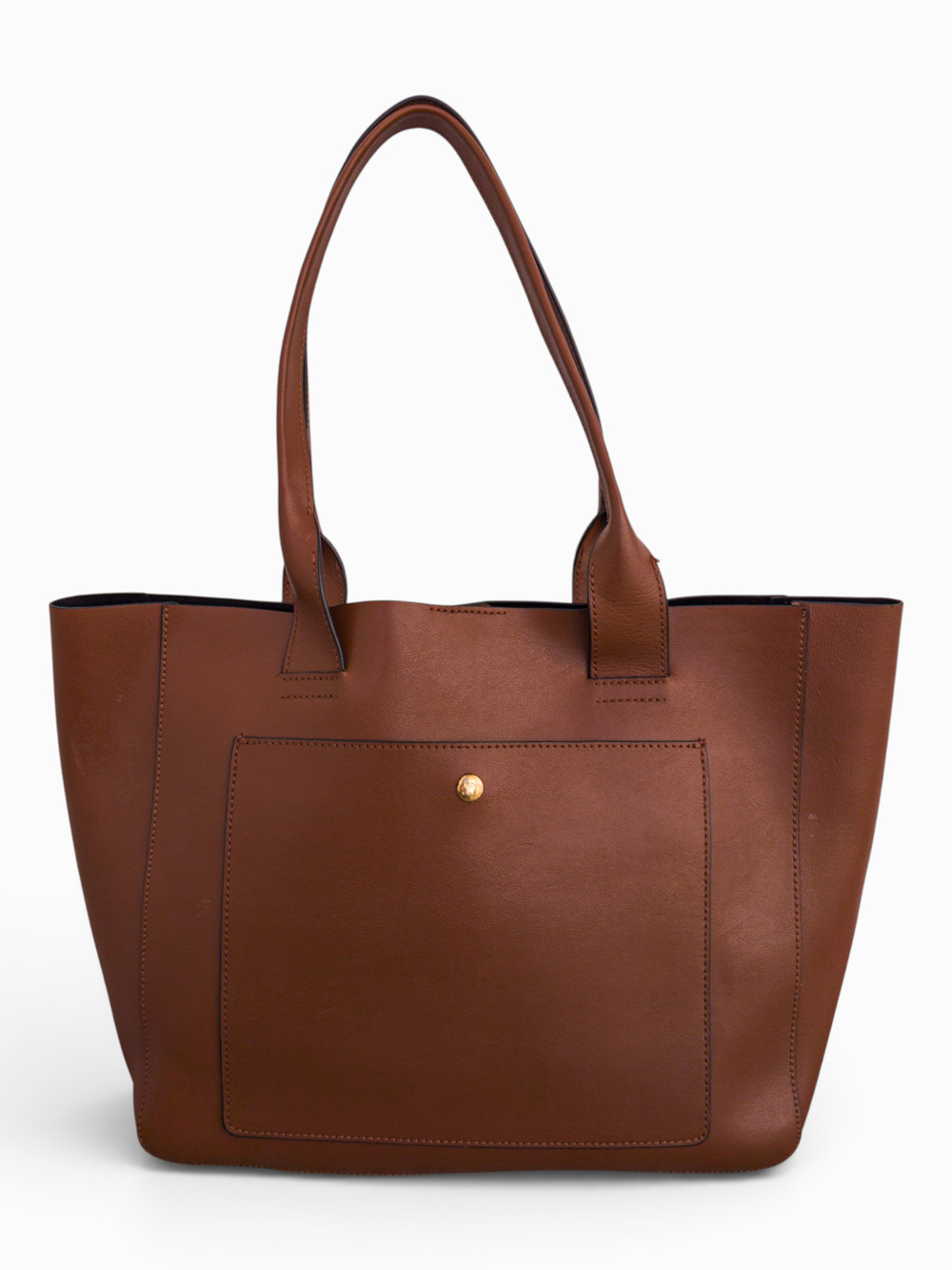 Banana Republic Large East-West Tan Leather Tote, Laptop-Friendly